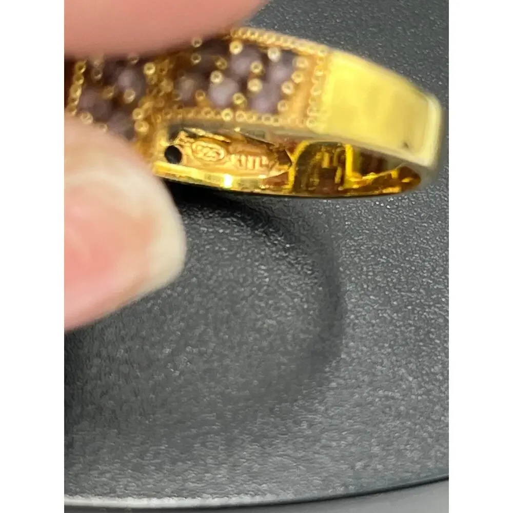 UTC Gold Plated Vermeil Sterling‎ Silver Cushion Cut Amethyst Cocktail Ring Sz 8
